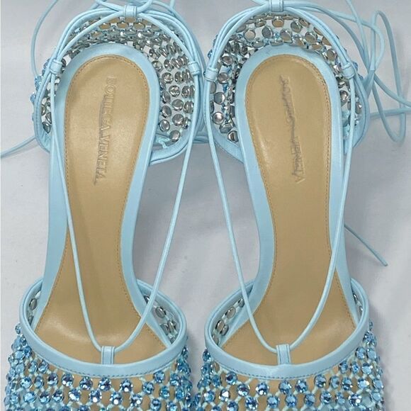 Bottega Veneta Stretch Embellished Ankle Strap High Heel Pumps size 41 - Picture 12 of 16